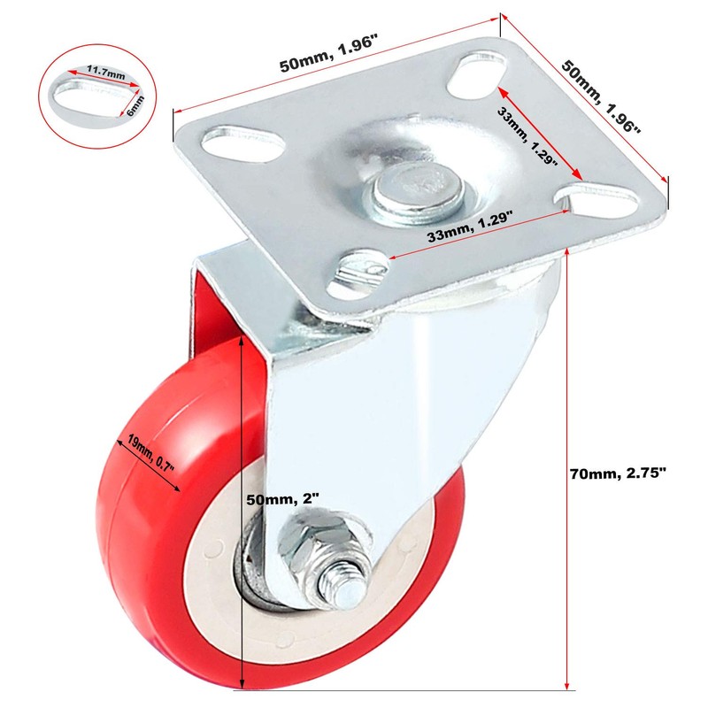 Online Best Service 4 Pack Caster Wheels Swivel Plate On