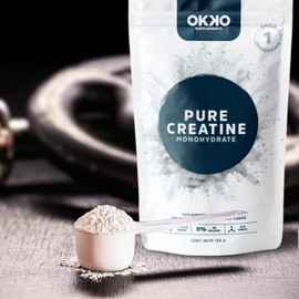 OKKO Creatina Pura, 150 g  Rendimiento Sugar free  sin rellenos ni aditivos  Alta pureza y calidad premium  Mayor absorción para mejores resultados   