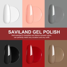 Saviland Gel Polish Set - 6 Colors 10ML Gel Nail Polish Christmas Red Black Gray Soak-off U V LED Nail Art Gel Polish Starter Set Vintage Color Collection Varnish for Gel Nail Salon DIY Home Gift Set for Women