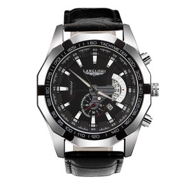 Vepiant Men's Watches Fashion Waterproof Automatic Leather Strap Chronograph Casual Quartz WristWatch Business Auto Date Analog Watch