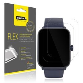 dipos FLEX 2 x Clear Screen Protectors Suitable for Hama 6010 Smartwatch, 100% Display Cover, Anti-Shock, Fingerprint Compatible, Case-Friendly, Full Cover Screen Protector Film