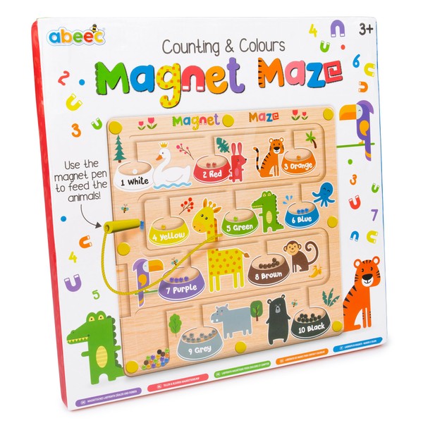 abeec Magnetic Colour And Number Maze - Learning Resources - Magnetic Toys Puzzle Board - Colour Sorting Toys For Early Years Resources - Toddler Toys - Magnetic Beads - Activity Board