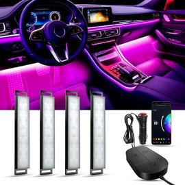 Yilaie Car Interior Atmosphere Light, Car LED Light with APP Control, Music Sync Color Changing RGB LED Light Bar with Charger, Car Accessory - Color: Black, Specification: Car Lights Bar with USB charger