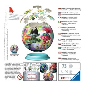 Ravensburger 3D Puzzle 11169 Puzzle Ball Trolls 72 Pieces Puzzle Ball Trolls Fans from 6 Years