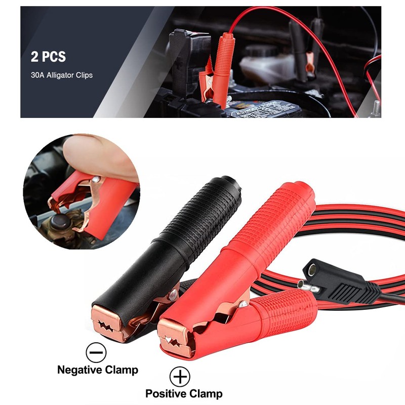 HuaLiSiJi Battery Alligator Clip to SAE Connector Extension Cable 14AWG