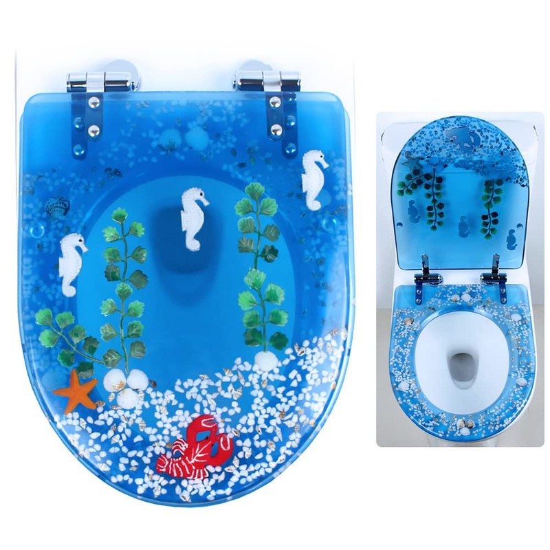 Resin Toilet Seat, Round Soft Close Quick Release 3D Effects
