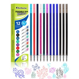 GutSache 12 x Erasable Refills Compatible with Legami, 8 Colours, Height 13 cm, Tip 0.7 mm, Thermosensitive Ink, School / Office Supplies, Easy to Erase, Gel Pen Refill Erasable