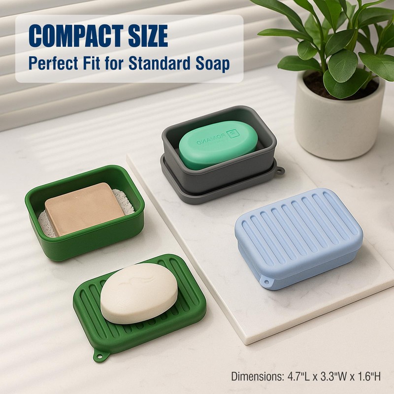 Superior Leak-Proof Silicone Travel Soap Case with Drainage Lid/Layer, Compact