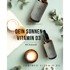 Joni Med Vitamin D3-1000 IU per Drop, High Dose in MCT Coconut Oil for High Bioavailability Family Supply, 1700 Drops (50 ml) - No Additives - Made in Germany