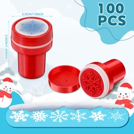 Crtiin 100 Pcs Winter Snowflake Stamps Assorted Plastic Colored Stamps Winter Stamps for Kids Self Inking Snowflake Stampers for Winter Card Making Xmas Party Favors Stationery
