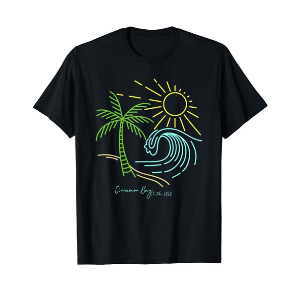 Cinnamon Bay St. John USVI Bright Simple Minimal Line Art