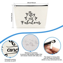 50th Birthday Gifts for Women Makeup Bag Fifty Birthday Gift Boss Wife Mom Sister Aunt Friends Coworker Her 50th Birthday Gifts Cosmetic Bag 50 Year Old Travel Cosmetic Pouch