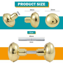 newliplace 2 Pack Intieror Gold Door Knob Set with Spindle, Old Style Door Knobs Replacement Set for Mortise Lock Interior Doors, Polished Brass