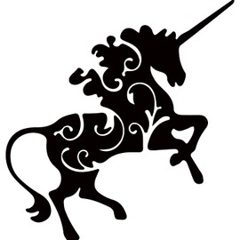 Decal Stickers of Unicorn Flourish Silhouette (Black) (Set of 2) Premium Waterproof Vinyl Decal Stickers for Laptop Phone Accessory Helmet Car Window Mug Tuber Cup Door Wall - ANDstic713814BL