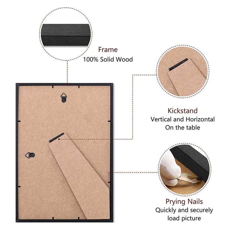 Veelot A4 Photo Frame, Black Solid Wood Photo Frame, Set