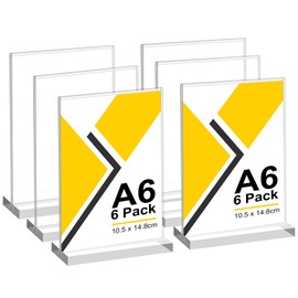 6 Stück Tischaufsteller A6, T Form Acryl Ständer Preisschilder Aufsteller Tischständer für Prospekte Menükarte Werbung Fotorahmen, Kunststoff Foto Bilderrahmen, Flyer Display für Haus, Büro, Laden