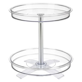 Polder 2-Tier Spinner Caddy, Kitchen and Bathroom Organization and Storage, with Dual Rotating Tables Lazy Susan, 8 lbs. Load Capacity, 10.6" x 10.3"