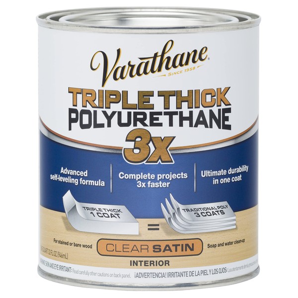 Rust-Oleum Varathane 284473 Triple Thick Polyurethane, 32 Fl Oz, Satin