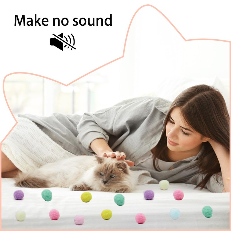 Andiker Cat Toy Balls Set, 30pcs Plush Cat Pom Pom