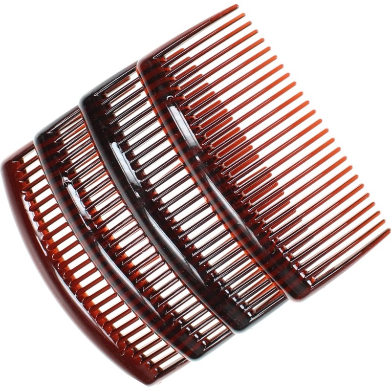 4 Pack 9cm Tort Brown Hair Side Combs Slides Grips