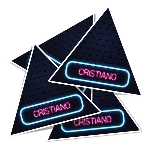 Vinyl Triangle Stickers (Set of 4) 10cm - Neon Sign