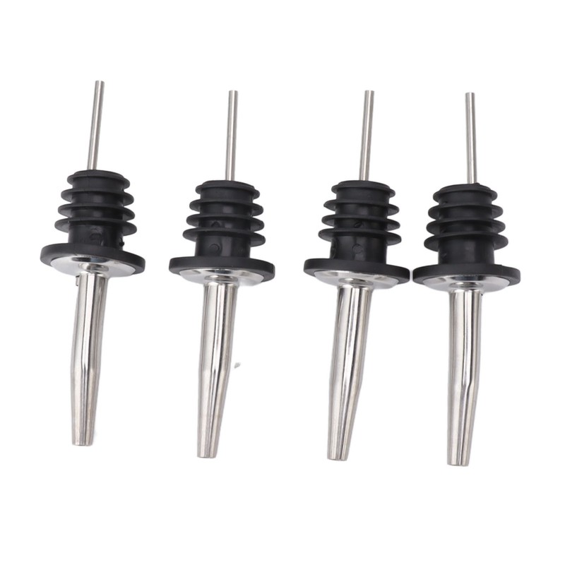 24pcs Stainless Steel Bottle Pourers with Black Plastic Cover Conical