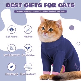 ADNIKIA Cat Pajamas for Cats Only, Sticky Hair Cat Clothes, Sphynx Hairless Cats Sweater, Recovery Suit After Surgery, Prevent Lost Hair Kitten Onesie Shirts Costumes Outfits for Pet