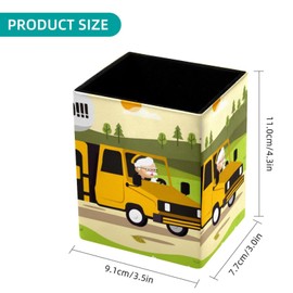Pencil Holders for Desk, School Bus Prints Pen Holders Pen Pot Makeup Brushes Storage Desktop Stationary Supplies Organizer for Home Office