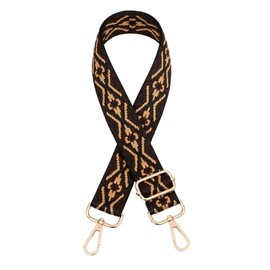 Whakano Boho Style Woven Adjustable Shoulder Strap for Bags Women and Men, 3.8 cm Wide Bag Strap, Adjustable Length 75-130 cm Shoulder Strap, DIY Accessories for Bag, Golden Buckle, dark brown