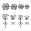 FuninCrea Diamond Earrings, 4 Pairs of 925 Sterling Silver Earrings,