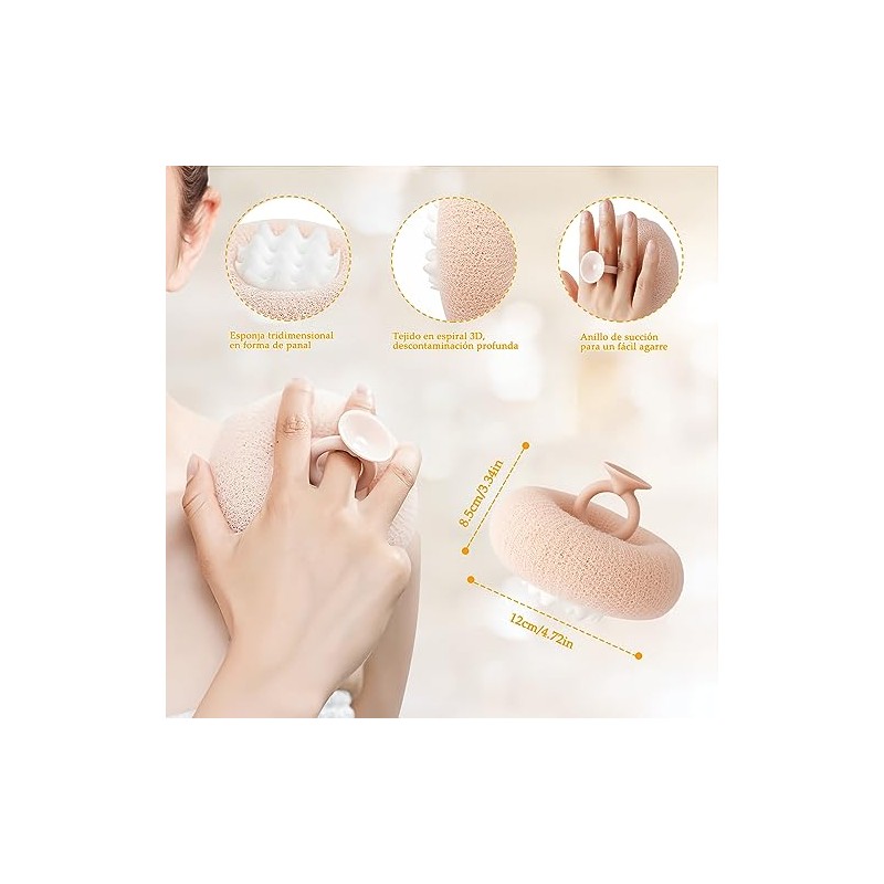 4 Piezas Esponja para Baño, Limpieza Profunda, Exfoliante Corporal Esponja
