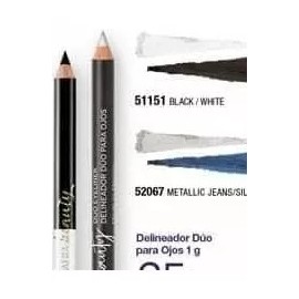 Jafra 2delineadores Duo P/ojos Black/white Y Metallic Jeans Silver
