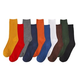 CHUNG Men Business Dress Socks Black White Cotton Calf Crew Socks for Casual Work Daily Wear Multipack,SZ,6.5-10