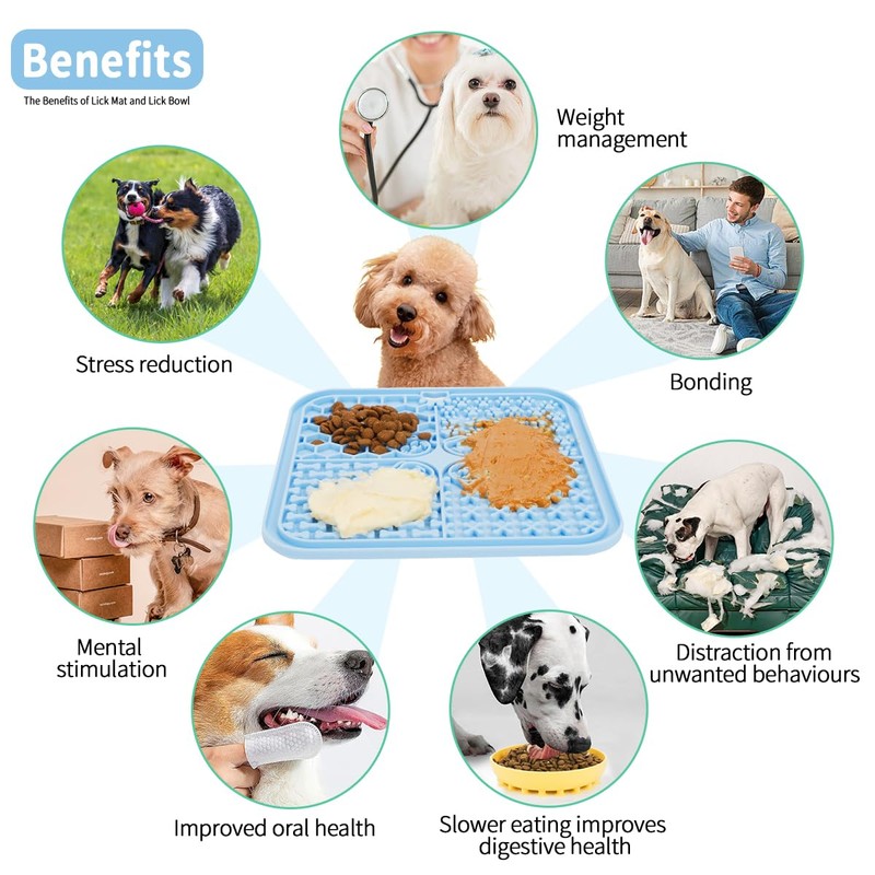 Lick Mat, Lick Bowl, Spatula and Cleaning Brush for Dogs