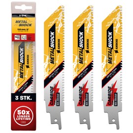 AMBOSS METAL SHOCK - 3 x reciprocating saw blade length 150 mm / 10 TPI - ideal for demolition / assembly / disassembly / pipe construction - suitable for stainless steel and steel