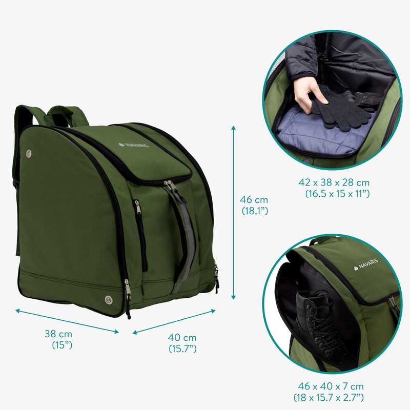 Navaris Ski Boot Bag - Padded Walking Boots Bag -
