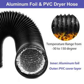 Dryer Vent Hose for Tight Space,4 Inch 8FT Flexible Aluminum Foil Dryer Hose,Better than,Magnetic Dryer Vent Connector