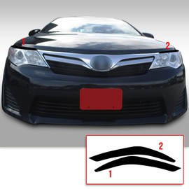 Headlight Eyelid Accent Vinyl Decal Overlay Wrap Trim Sticker Compatible with and Fits Toyota Camry 2012 2013 2014 - Gloss Black