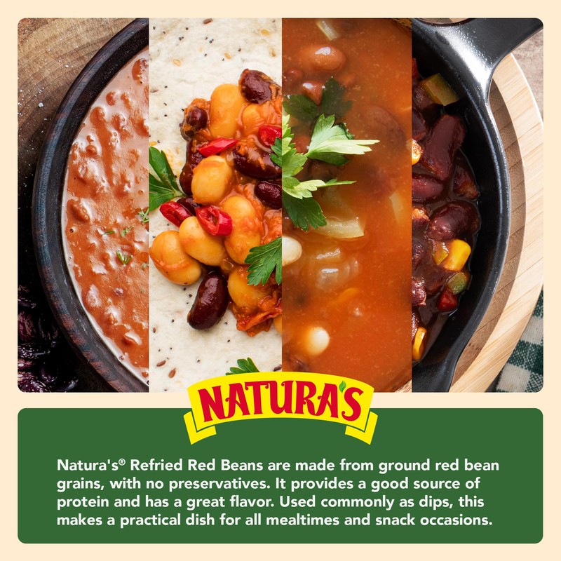 Natura's Refried Red Beans, Ready-to-Eat Vegetarian Refried Beans, Frijoles Rojos