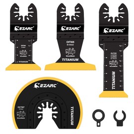EZARC Multi-Tool Replacement Blades, Titanium Plated, 4-Piece Set, 4 Types of Replacement Blades, For Metal and Wood, Carbide, Multi Replacement Blades, High Speed Cut, Professional Specifications, Electric Tools, Tip Tools, For Makita Hitachi, Bosch Bosch