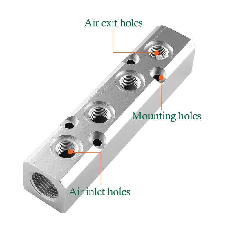 LDEXIN 4 Way Pneumatic Manifold Air Distribution Block, Compressed Air