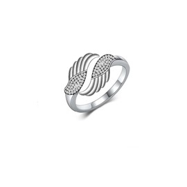 LEECCI Angel Ring 925 Sterling Silver Angel Wing Ring Feather Wing Open Band for Women Girlfriend Wife Mom