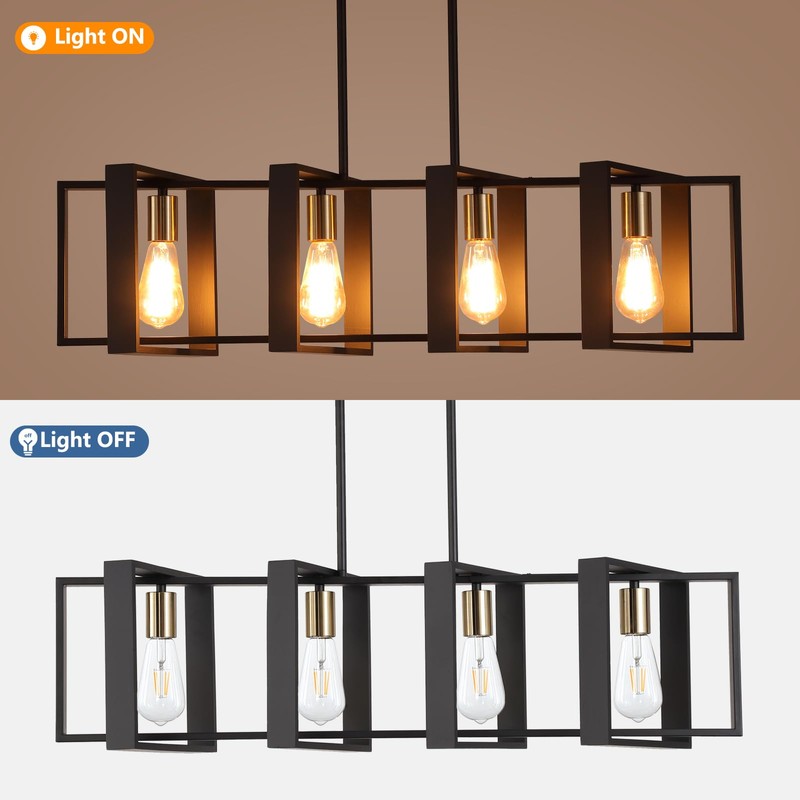 35.4" Kitchen Island Lighting Fixture, Dining Room 4 Lights Chandeliers,