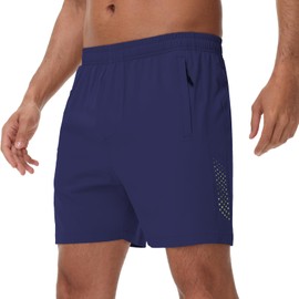 Blaosn - Pantalones cortos deportivos para hombre, para gimnasio, deporte, entrenamiento, golf, senderismo, 9/7/5 pulgadas, baloncesto, pantalones cortos casuales de verano, marino, X-Large