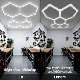 X-Litall Hexagon Garage Light - 25 Pack Garage Lights Ceiling Led Hexagon,5000k Daylight White Honeycomb Lights Ceiling for Gym,Warehouse,Car Detailing Shop,Super Market
