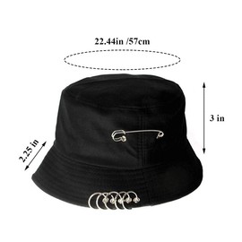 QOOEQPQY Bucket Hats Unisex Iron Ring Hoop Folding Fisherman's Hat Sun Protection Sun Hat Summer Outdoor Cap (Black)