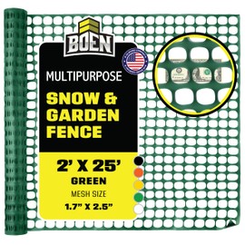 BOEN 2' x 25' Green Temporary Fencing, Mesh Snow Fence, Plastic, Safety Garden Netting, Above Ground Barrier, for Deer, Kids, Swimming Pool, Silt, Lawn, Rabbits, Poultry, Dogs