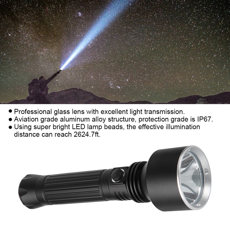 NK Aluminum Alloy Super Bright LED Torch Light Waterproof Rechargeable