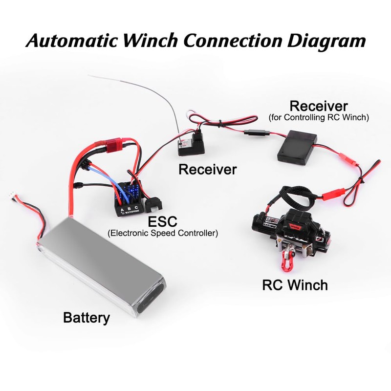 DashRC 1/10 RC Metal Automatic Winch with Wireless Controller &