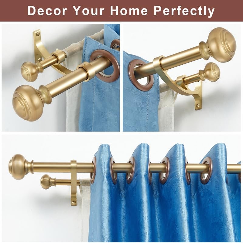 Double Curtain Rods for Window 72 to 144 Inch, Warm